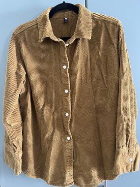 BUTTON DOWN SHIRT MENS BROWN CORDUROY MEDIUM HEMA